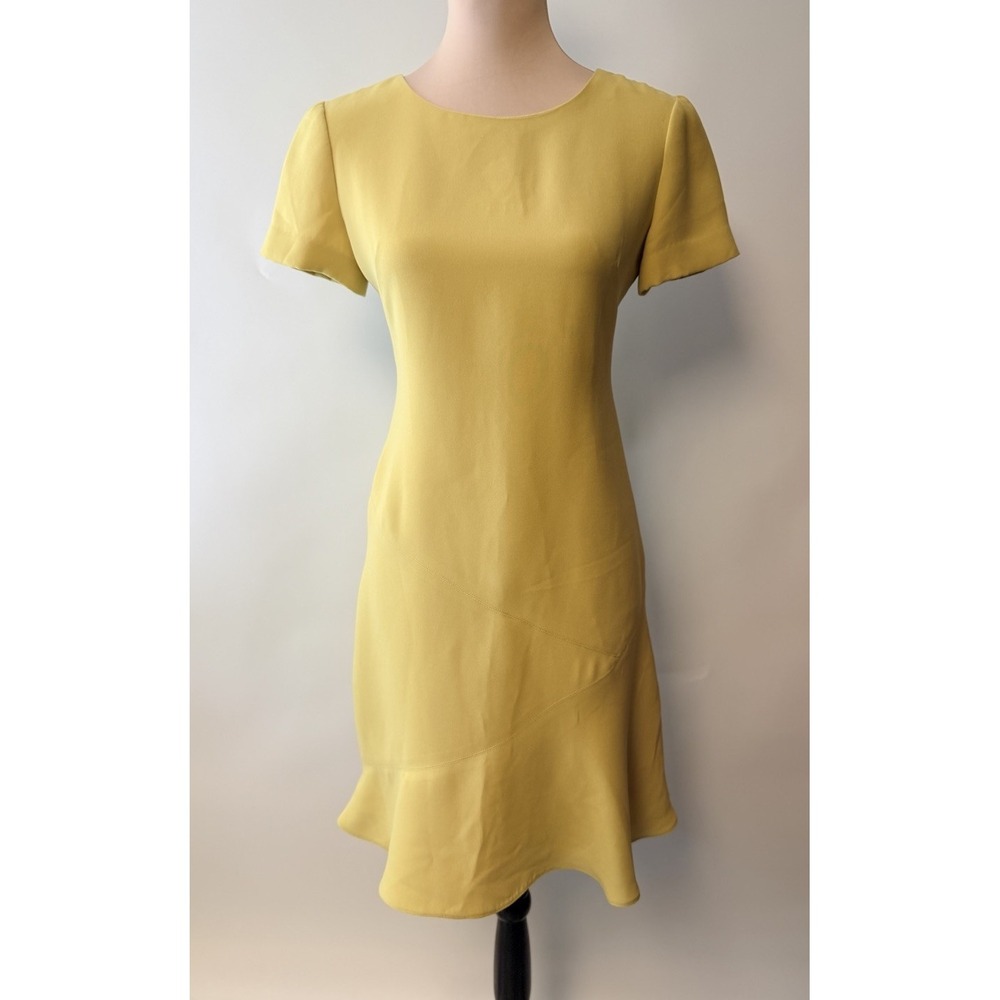 Donna Morgan Y2K Womens Dress Fit Flare Yellow Retro Sz 2 P Officewear Business